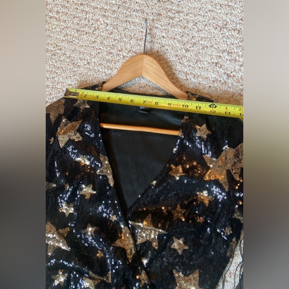 Nasty Gal Sequin Fringe Dress Star Sequin Plunge Neck sparkle phish size 4 - Picture 14 of 16